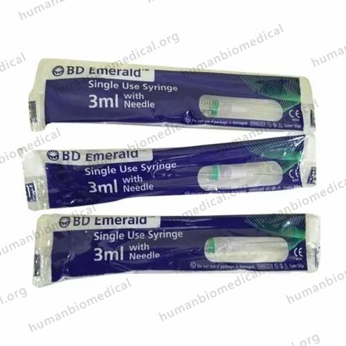 PVC Plastic 3ml BD Emerald Syringe, 100units
