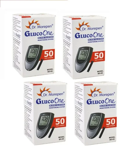 Dr. Morepen BG-03 Glucose , 50 Strips (Black/White)(Only Strips, No Glucometer)