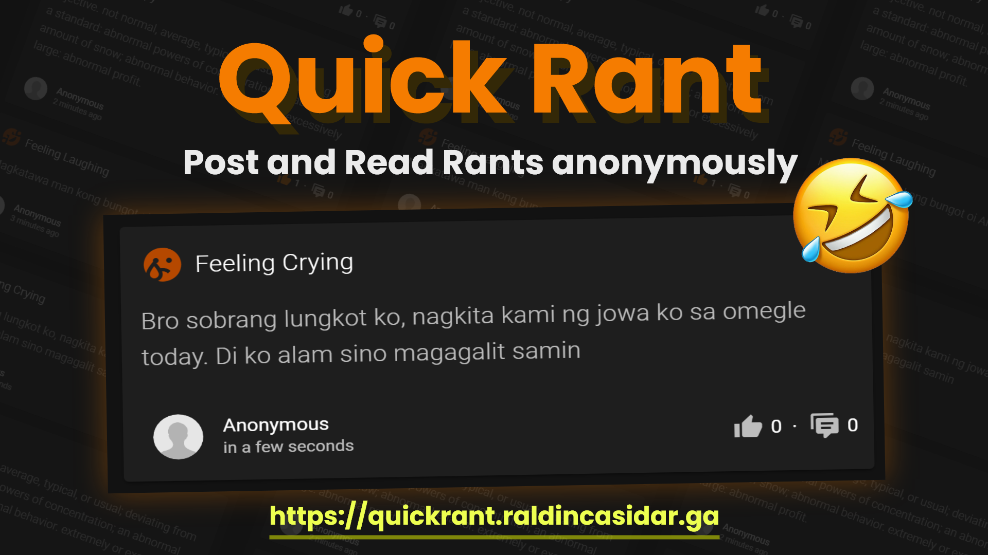Quick Rant - Express your Rants Anonymously Online