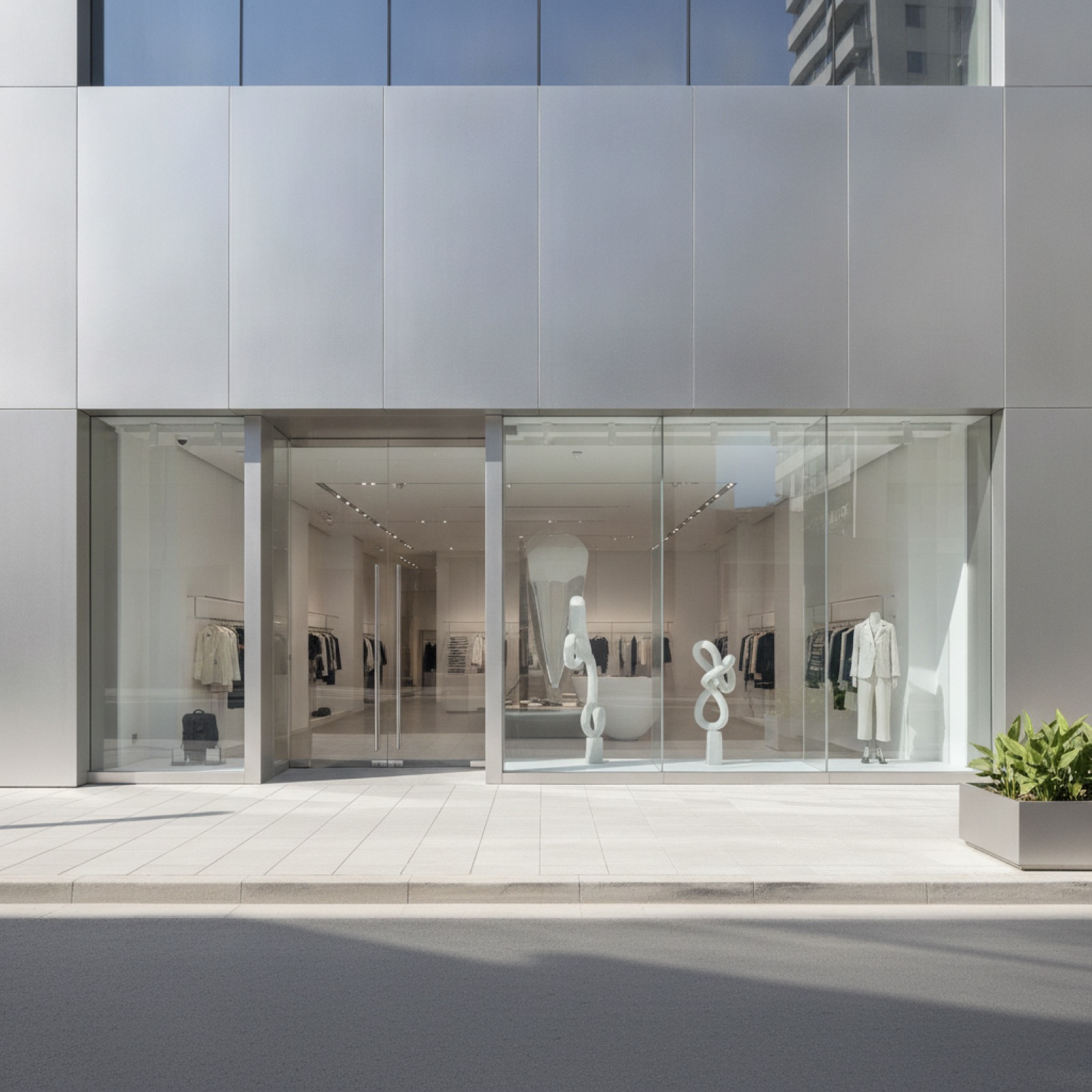 Finished retail storefront installation demonstrating professional aluminum glazing system