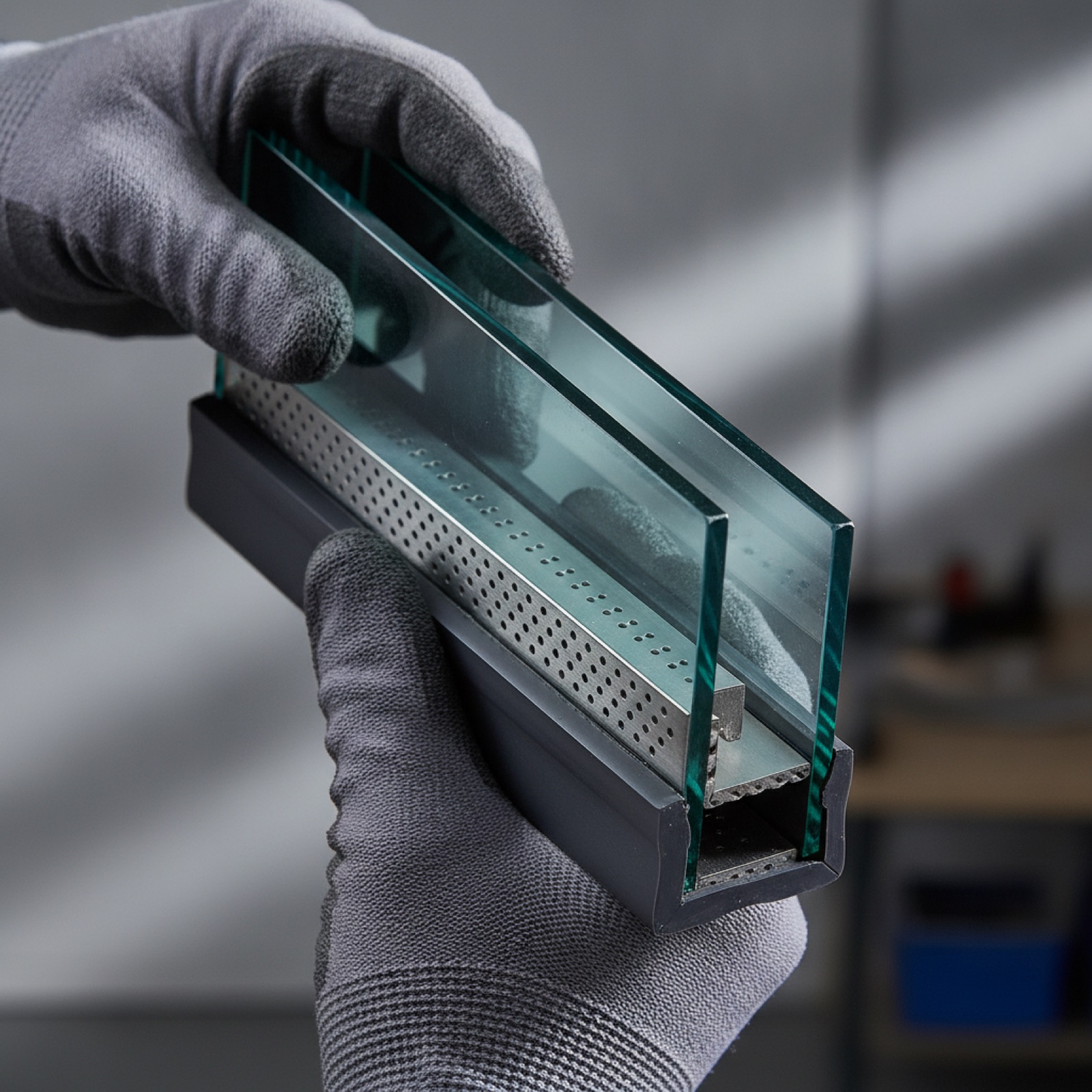 Commercial fabricated IGU showing Low-E coating and precision edge seal assembly