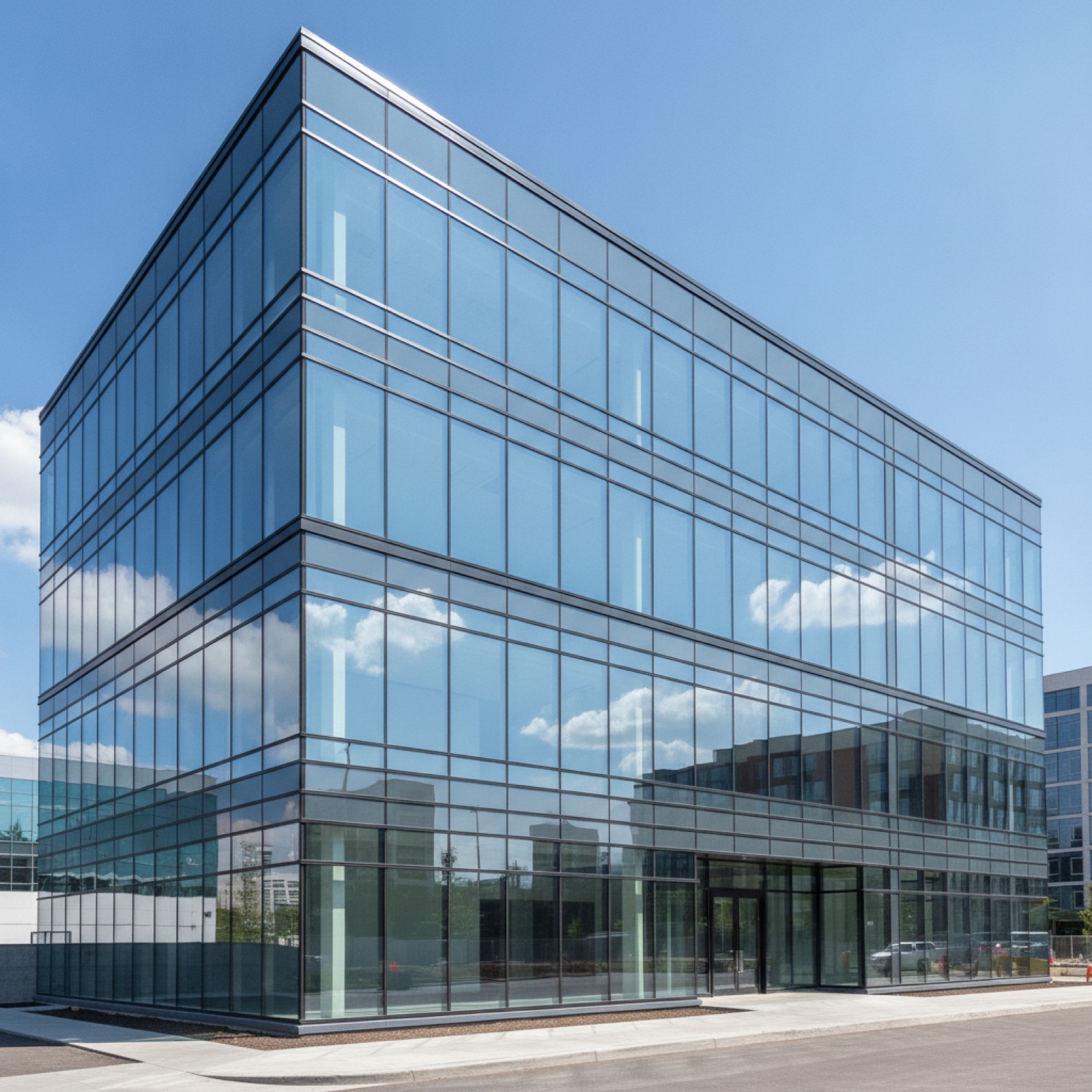 Completed commercial facade installation demonstrating proper scope management