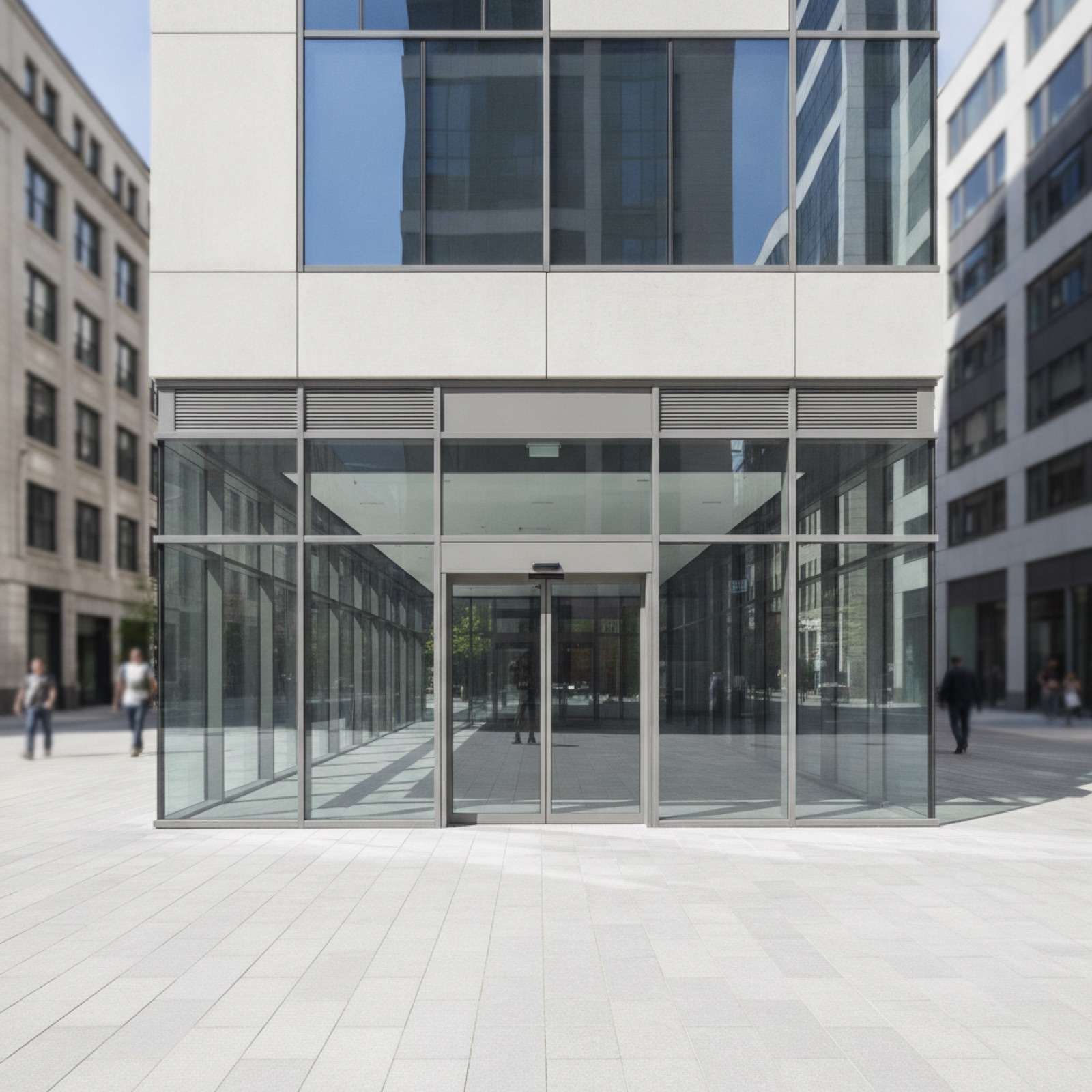 Professionally installed commercial storefront entry with precise alignment and quality finishes