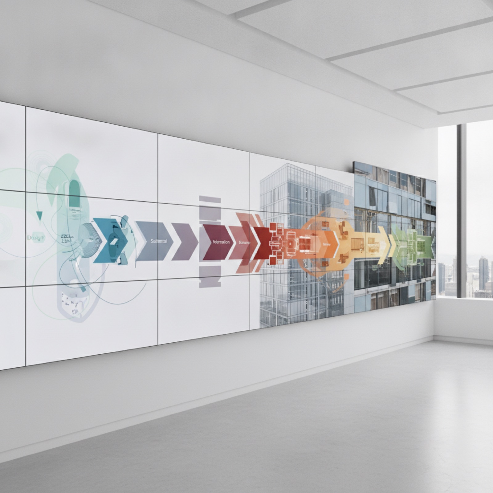 Multi-phase commercial project schedule showing glazing design through installation phases