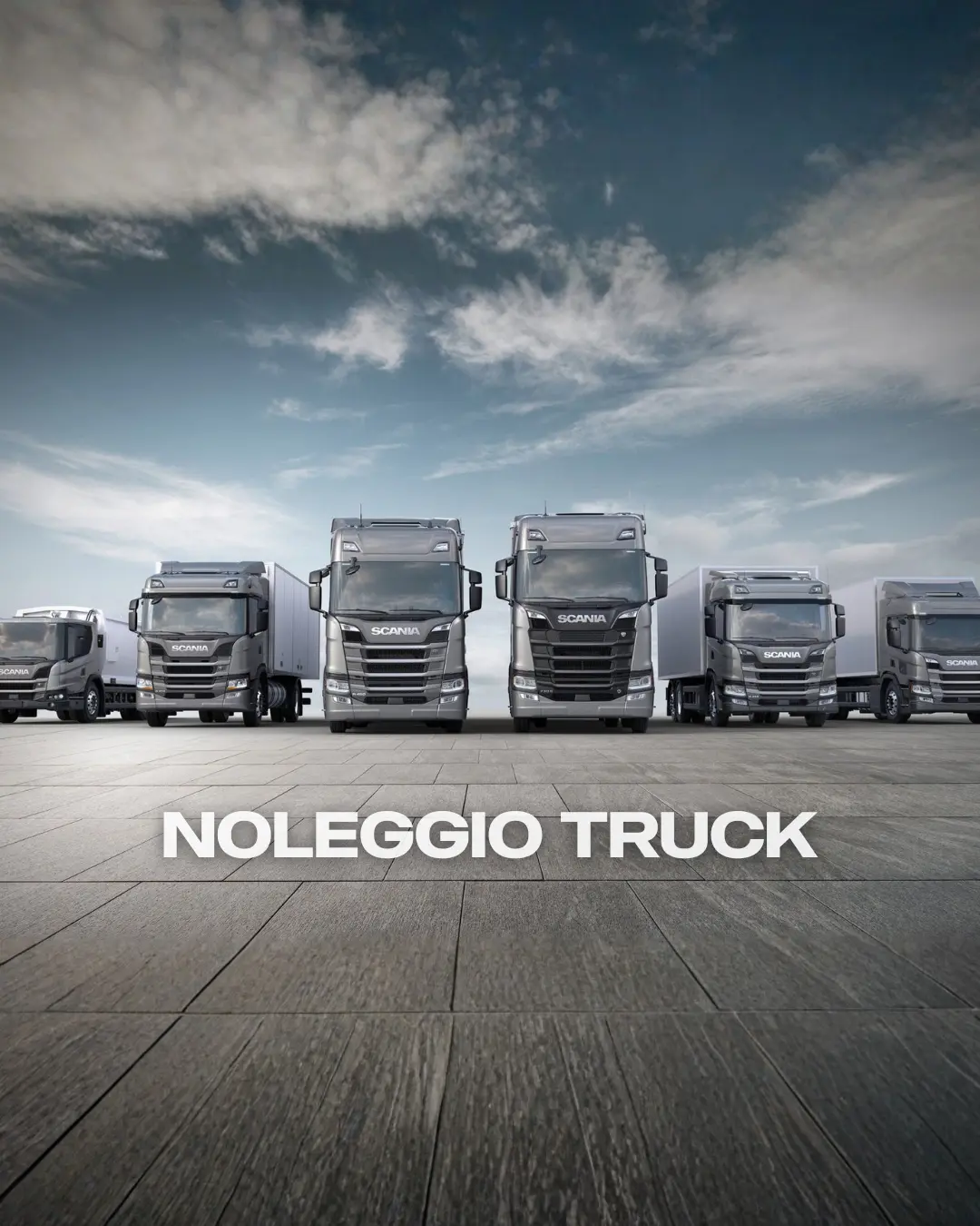 File di camion Scania. Noleggio camion.