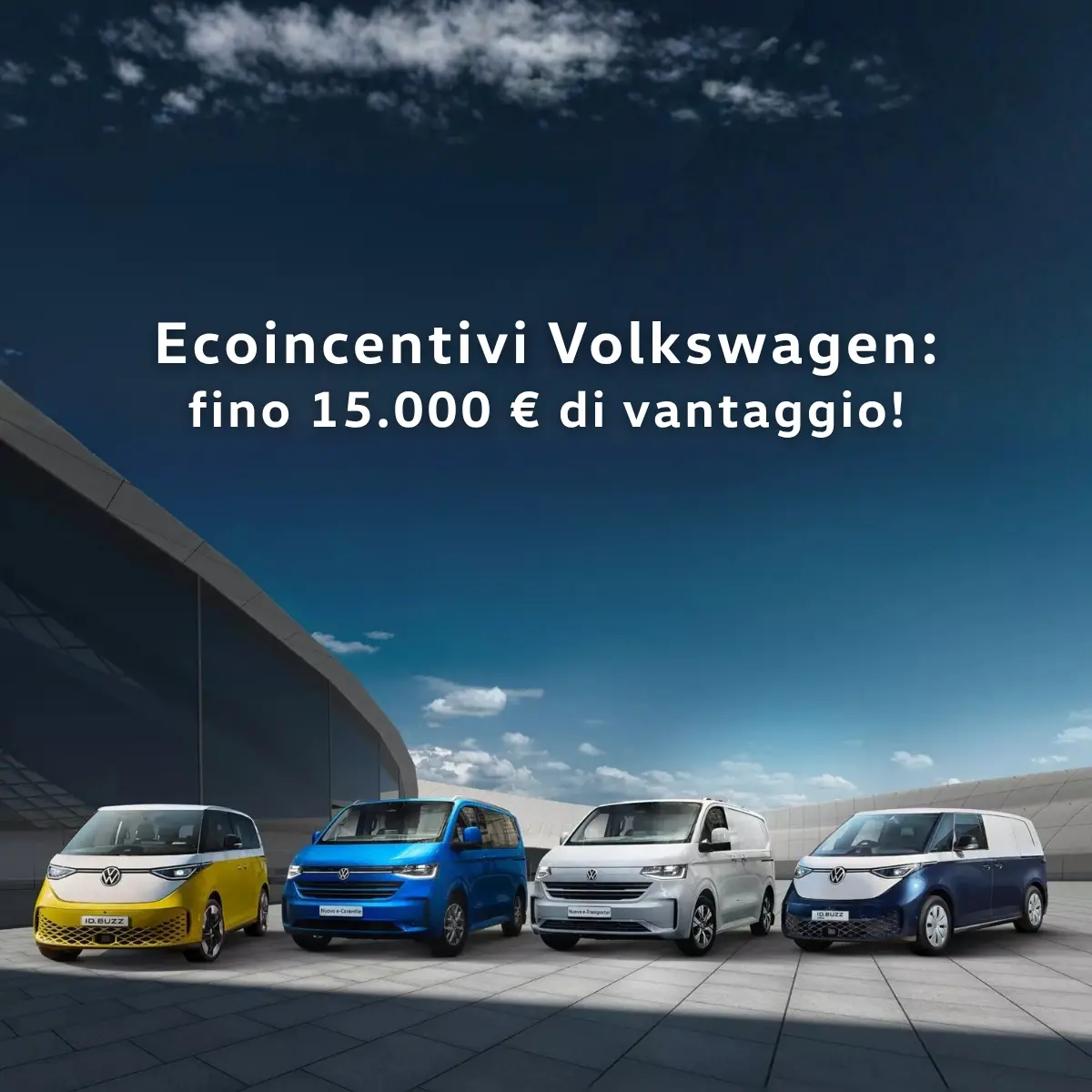 Il futuro è elettrico: ID.Buzz e-Transporter e e-Caravelle. Eco-incentivi 2026!