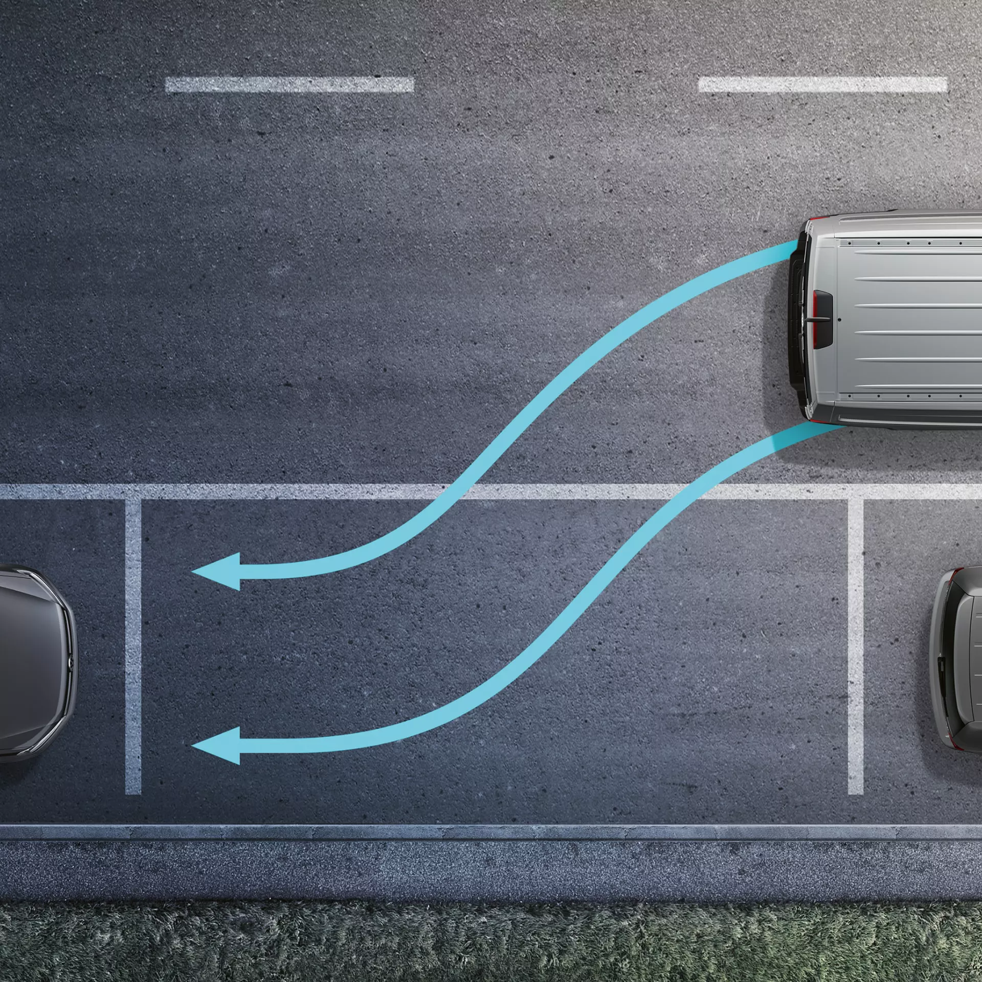 Parcheggio automatico con un furgone.