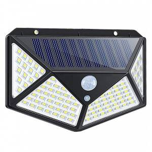 Lampe Solaire Avec Détecteur De Mouvement - Lampe d'extérieur à 100led avec capteur de mouvement, alimentée par batterie intégrée