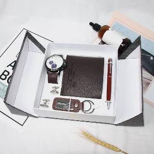 Pack Homme - Montre Portefeuille Bic Porte Clé Bouton De Manchette