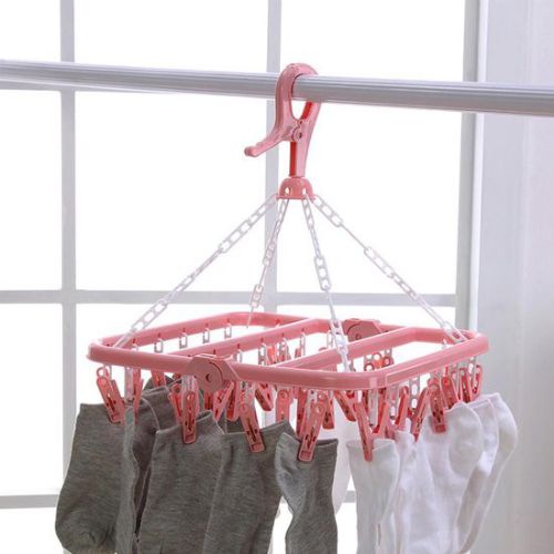 Support De Séchage Multifonction - Étendoir à Linge à Suspendre avec 20 pinces, Séchoir Chaussette Lingerie - Sèche