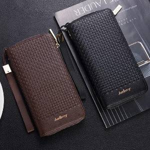 Baellerry - Portefeuille de luxe pour hommes, en tricot Long, porte-monnaie à fermeture éclair, porte-monnaie de grande capacité