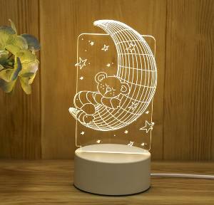 Veilleuse Lampe Nuit USB Acrylique 3D Night Light Décoration, Lampe de chambre lumière Couloir décor petite LED veilleuse