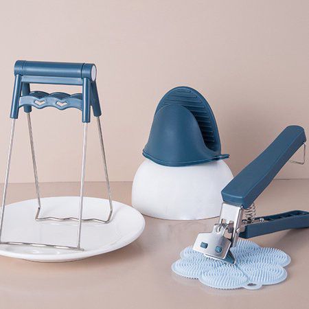 Ensemble de Pinces Anti-brûlures pour Ustensiles de Cuisine - Pince à bol chaud pliable en acier inoxydable, support de plat, cuiseur vapeur, plaque d'isolation thermique, pince Anti-chaleur, outils de cuisine