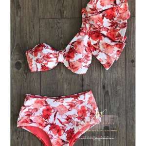Bikini Fleurie Rouge - Vêtement Femme