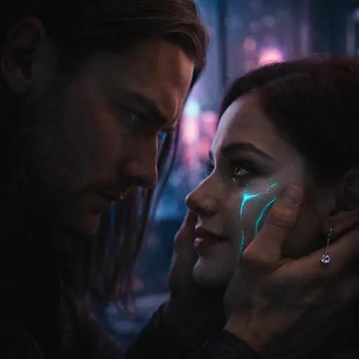 He looks at her
