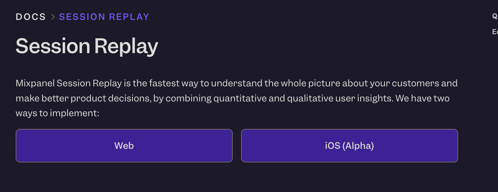 Mixpanel Session Replay