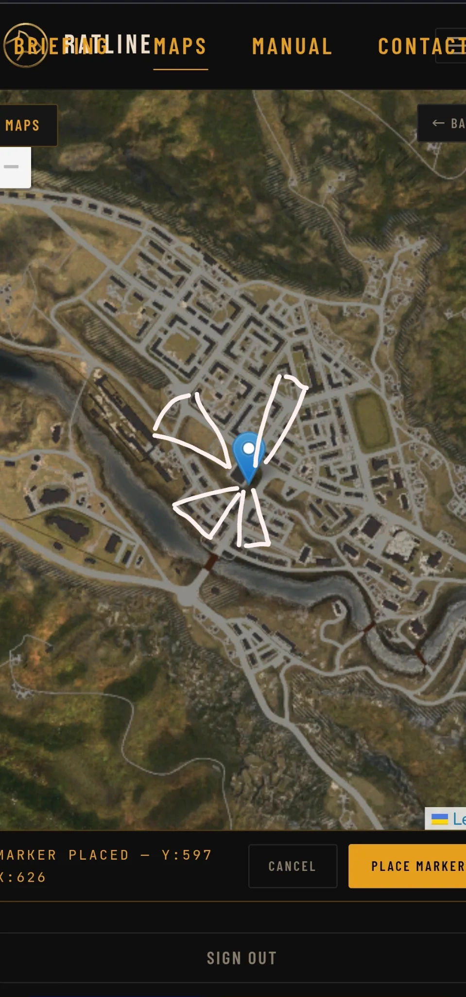 Tactical position on AbandonedTown