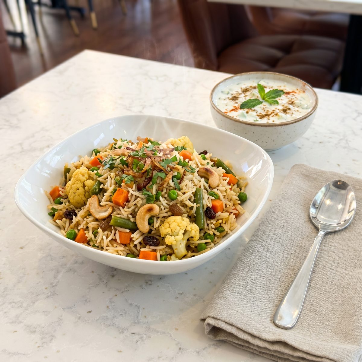 Veg Pulao with Raita