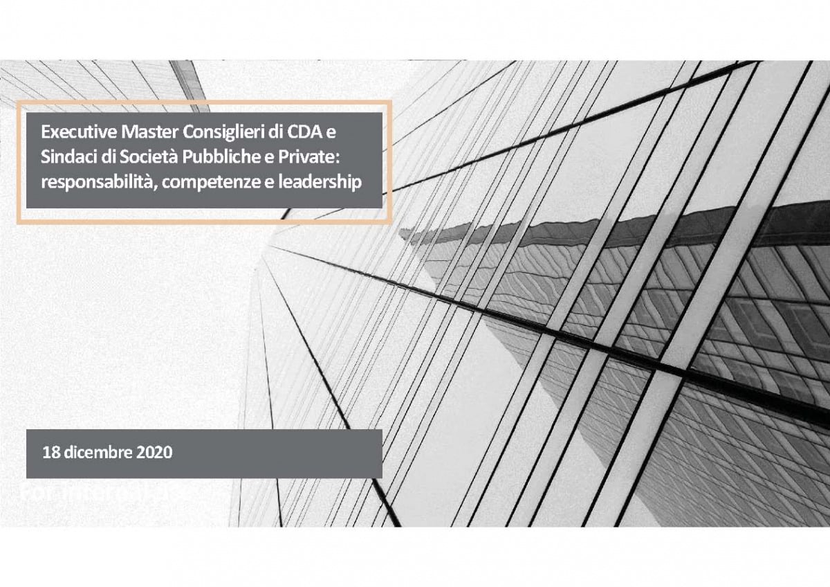 Andrea De Panfilis will be speaking at the Executive Master's program "Board Members and Statutory Auditors of Public and Private Companies: Responsibilities, Skills, and Leadership," organized by 24ORE Business School.