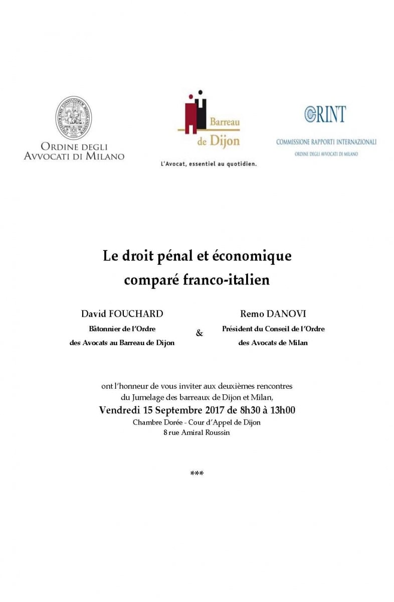 Gianmarco Di Stasio speaker at the conference Le droit économique comparé franco-italian