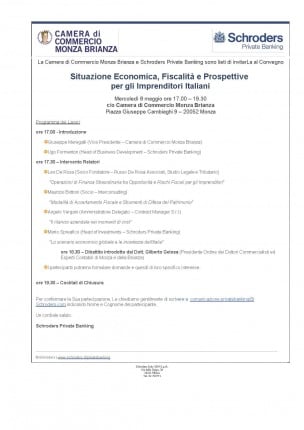 Evento organizzato dalla Camera di Commercio Monza Brianza: "Situazione Economica, Fiscalità e Prospettive per gli Imprenditori Italiani"