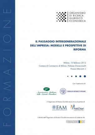 Il passaggio intergenerazionale dell'impresa: modelli e prospettive di riforma