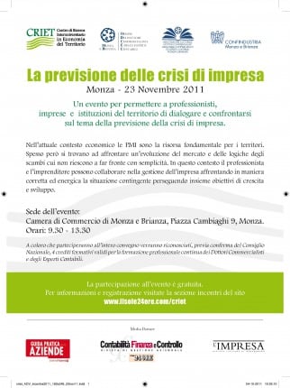 La previsione delle crisi di impresa