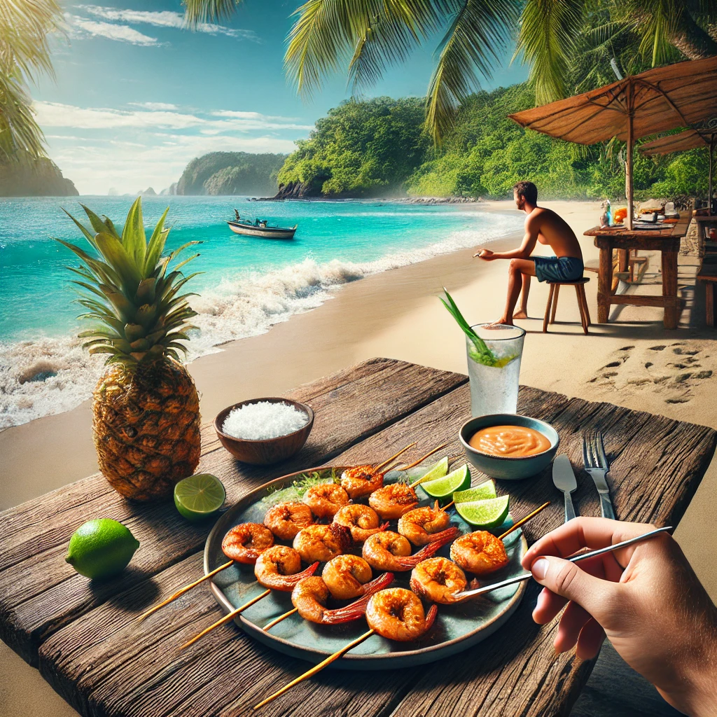 Tropical Coconut Lime Shrimp Skewers with Pineapple Salsa