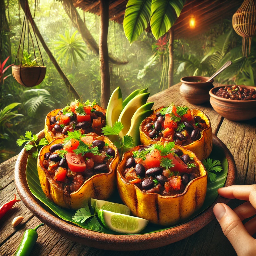 Tropical Plantain Empanada Bowls with Black Bean Picadillo