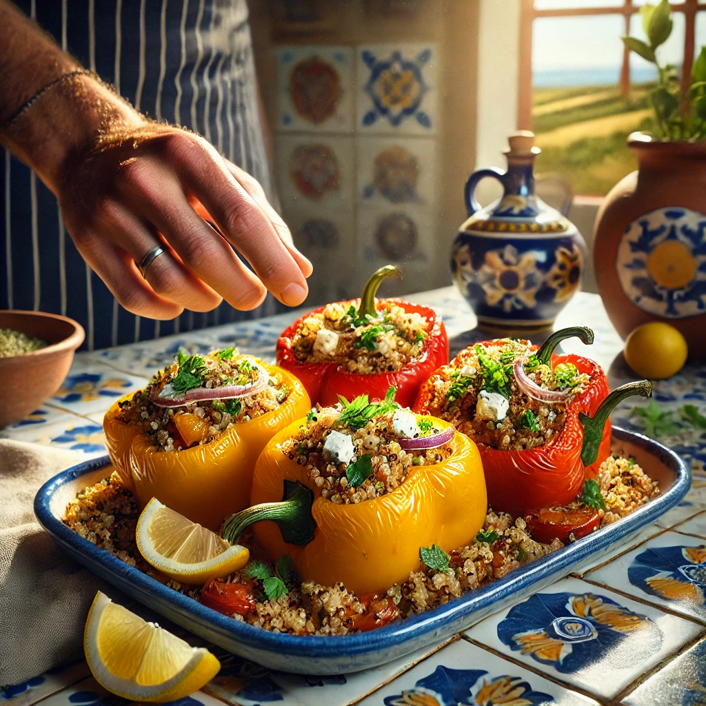 Mediterranean Stuffed Bell Peppers with Lemon Herb Quinoa