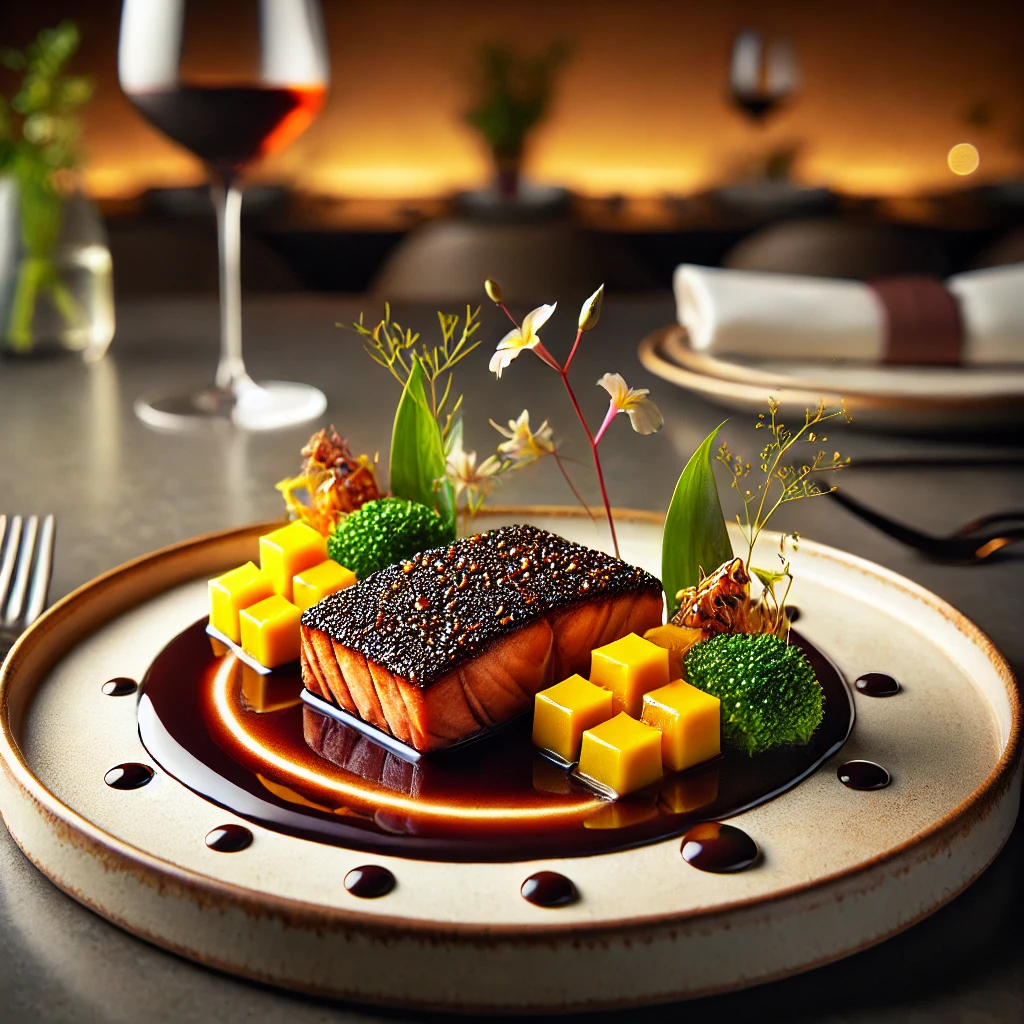 Szechuan Chocolate Crusted Salmon with Mango Salsa