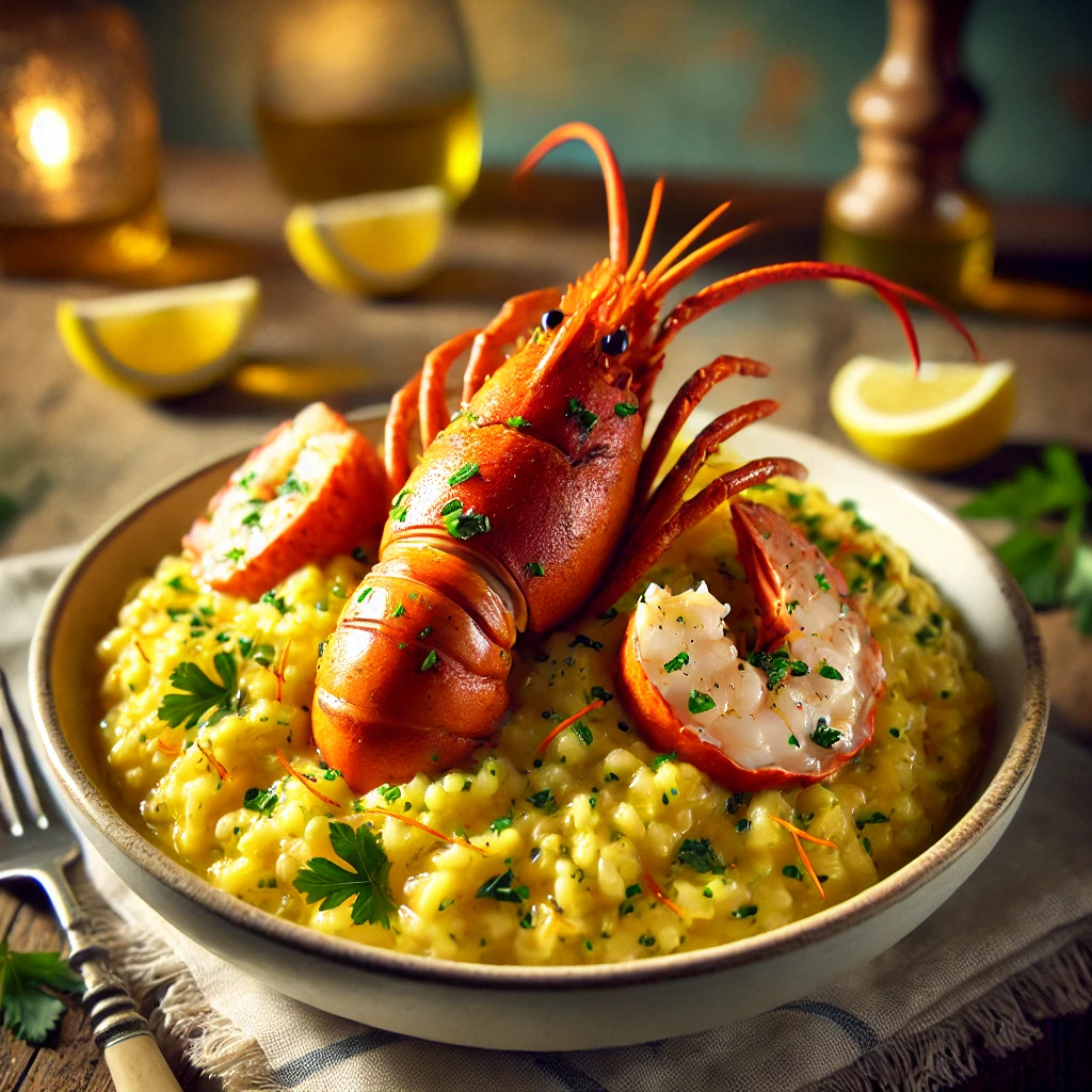 Saffron-infused Lobster Risotto with Citrus Gremolata