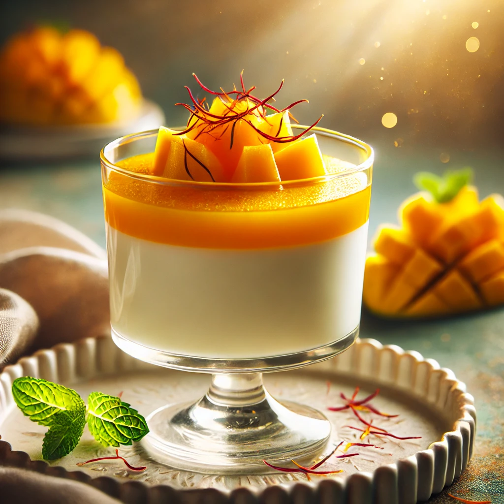 Saffron-Infused Mango Coconut Panna Cotta