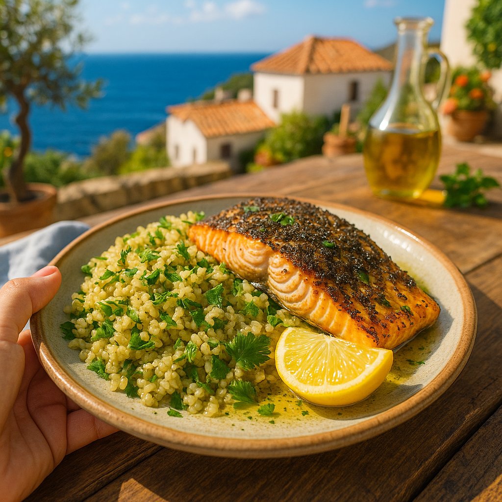 Citrus Za'atar Salmon with Herb-infused Bulgur Pilaf