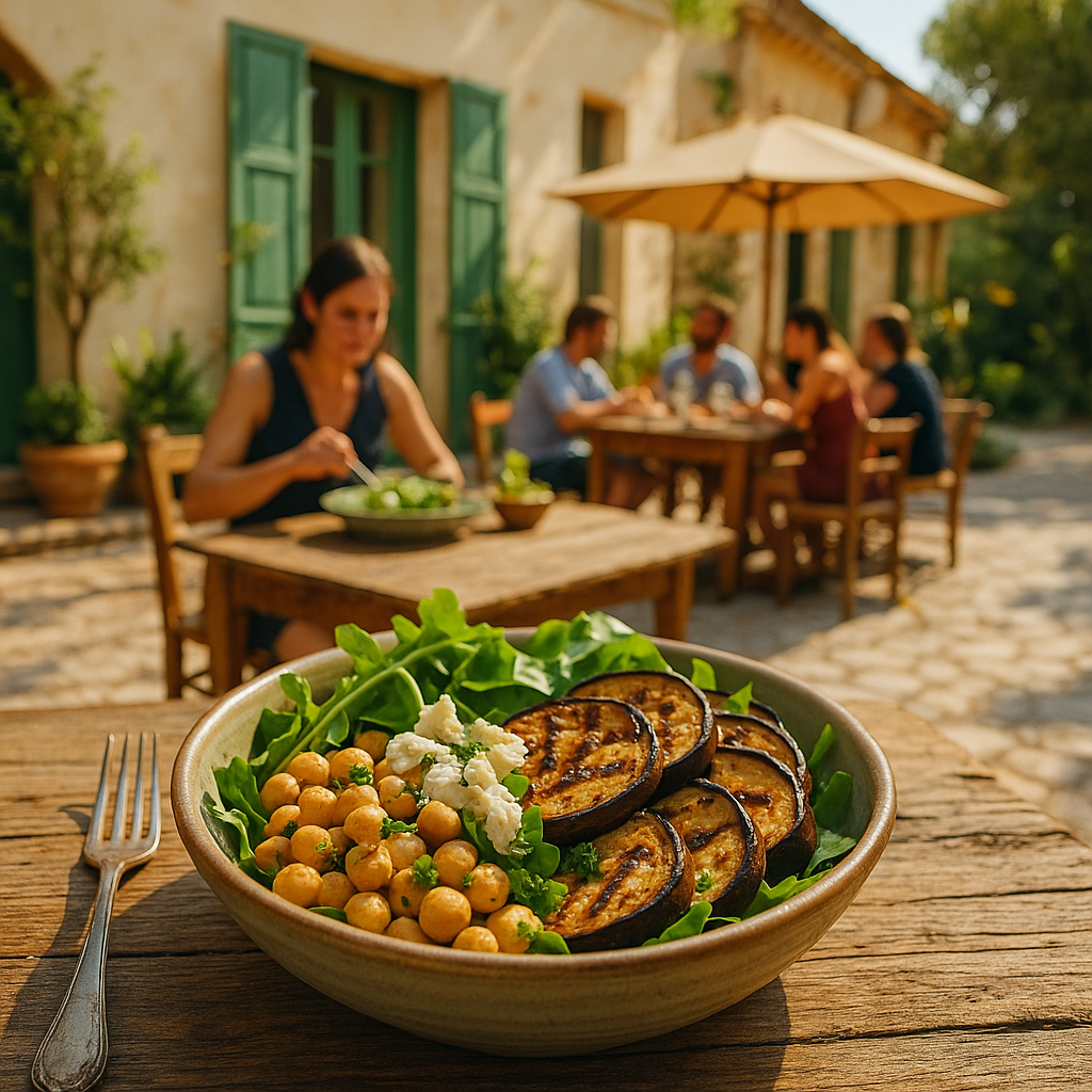 Mediterranean Grilled Eggplant and Chickpea Power Bowl
