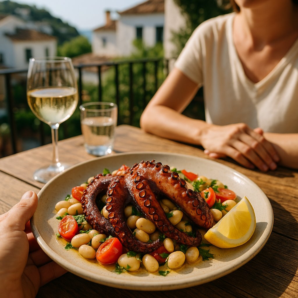 Lemon Herb Grilled Octopus with Warm White Bean Salad