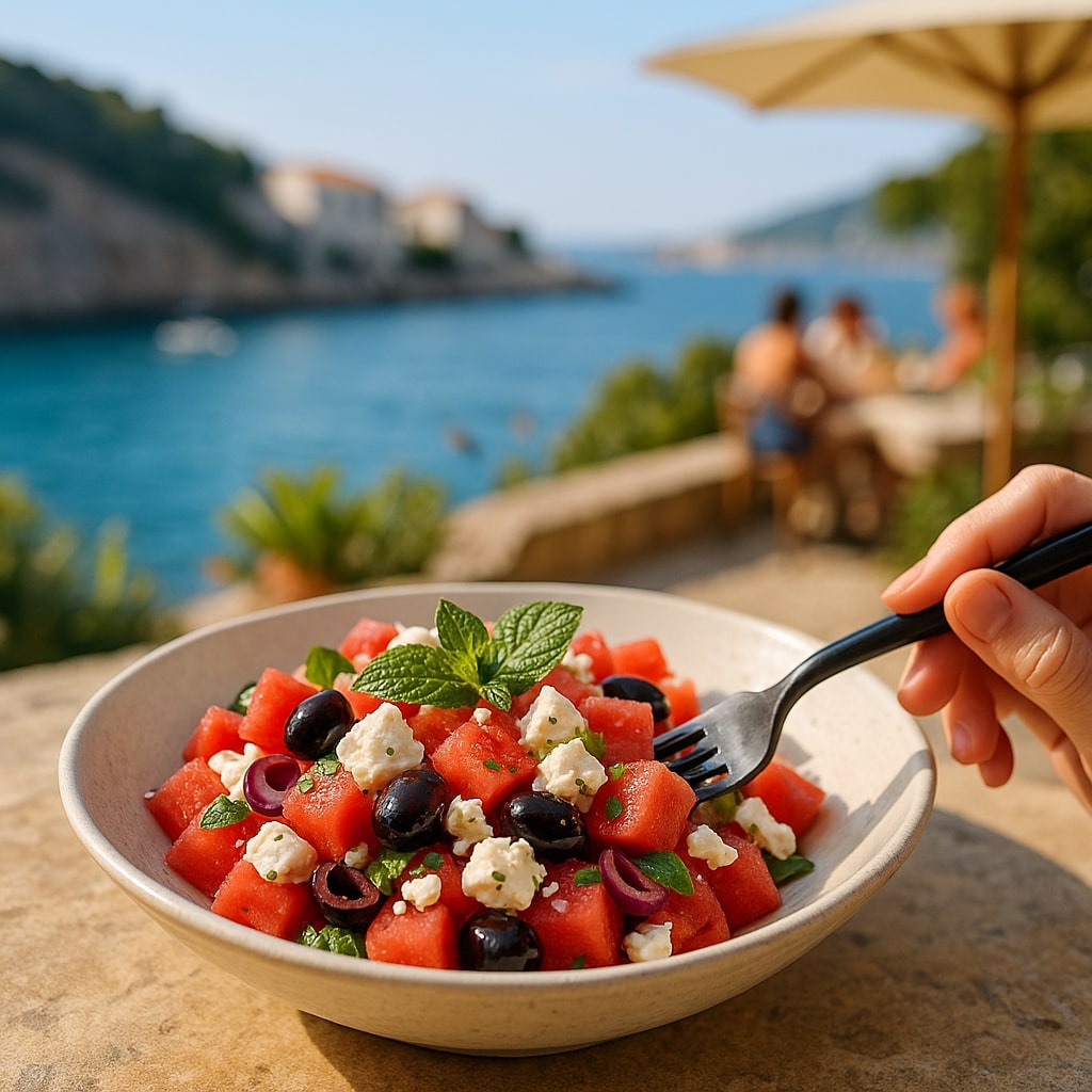 Sun-kissed Feta Watermelon Salad with Minty Lemon Vinaigrette