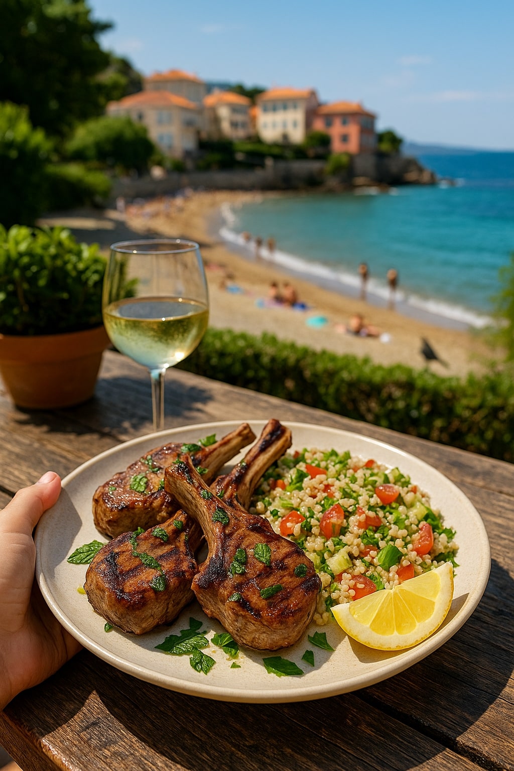 Minty Lemon Grilled Lamb Chops with Quinoa Tabbouleh