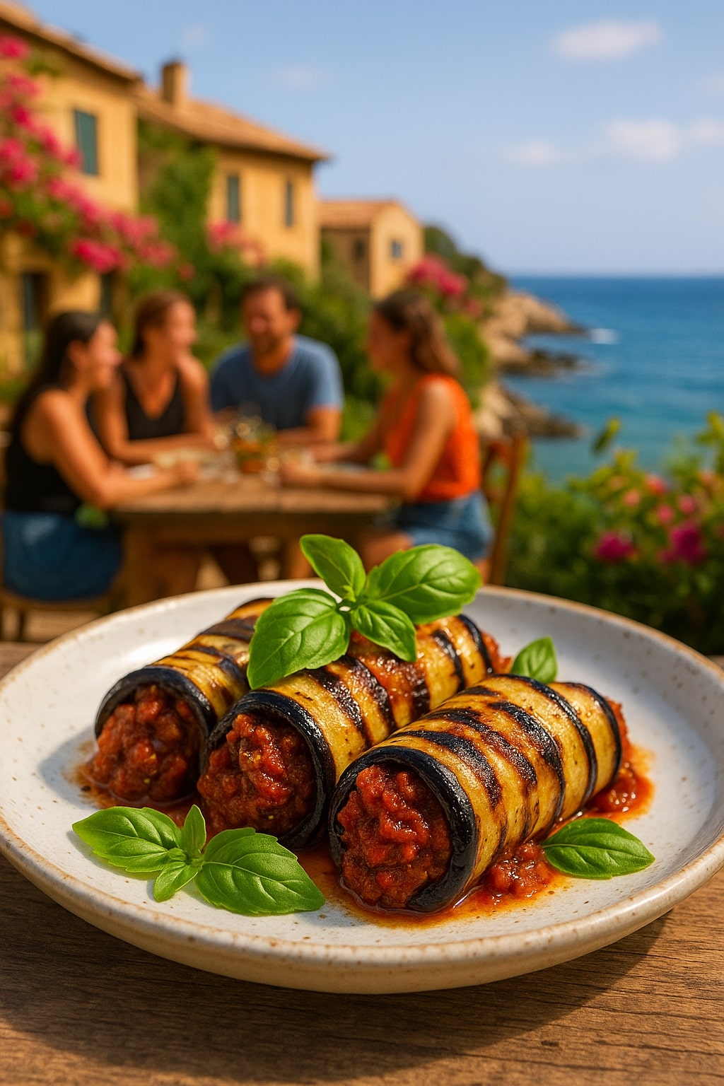Sundried Tomato Pesto Stuffed Grilled Eggplant Rolls