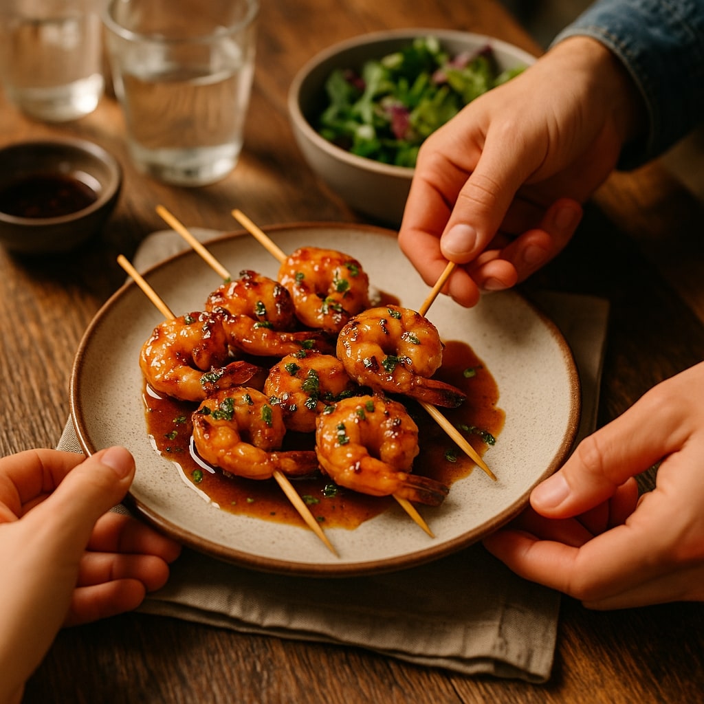 Honey Garlic Glazed Shrimp Skewers