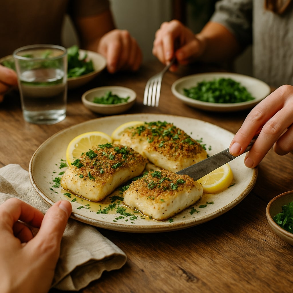 Herb-Crusted Baked Halibut