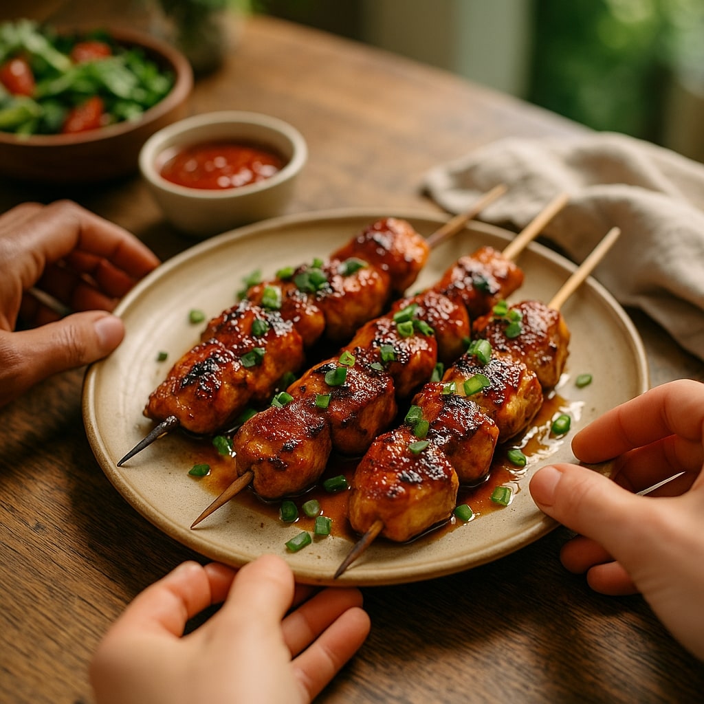 Honey Sriracha Glazed Chicken Skewers