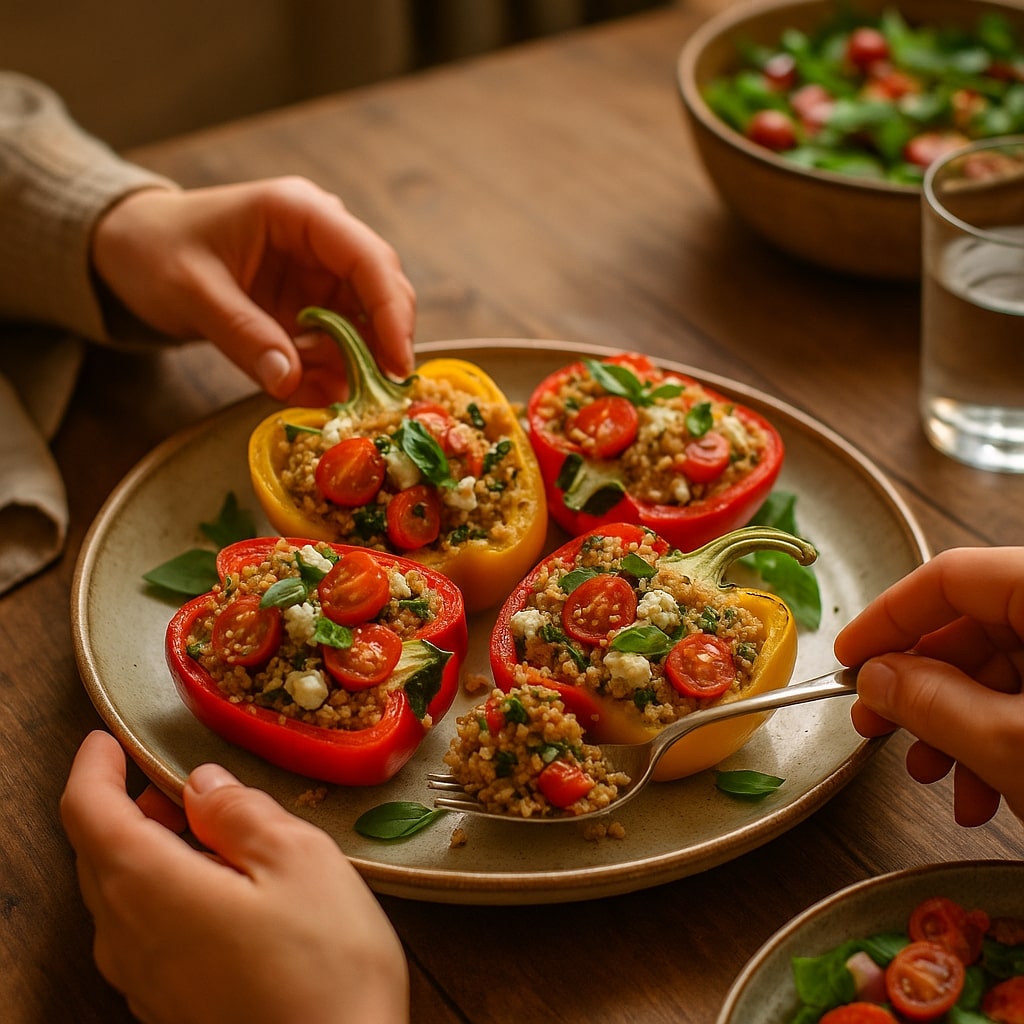 Lemon Herb Quinoa Stuffed Bell Peppers