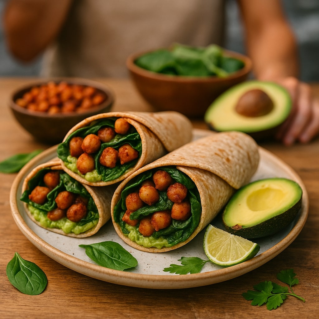 Spicy Chickpea & Spinach Wraps