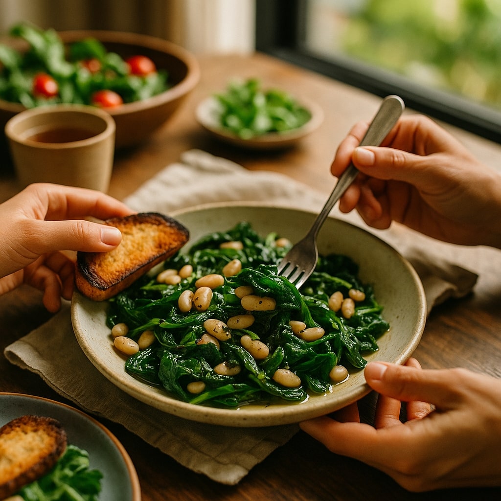 Sautéed Garlic Spinach & White Beans