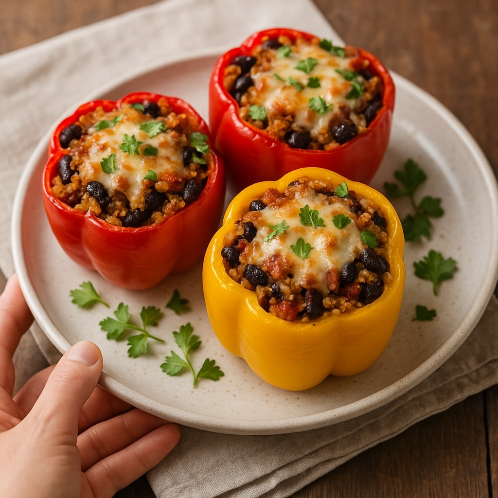 Zesty Quinoa & Black Bean Stuffed Bell Peppers