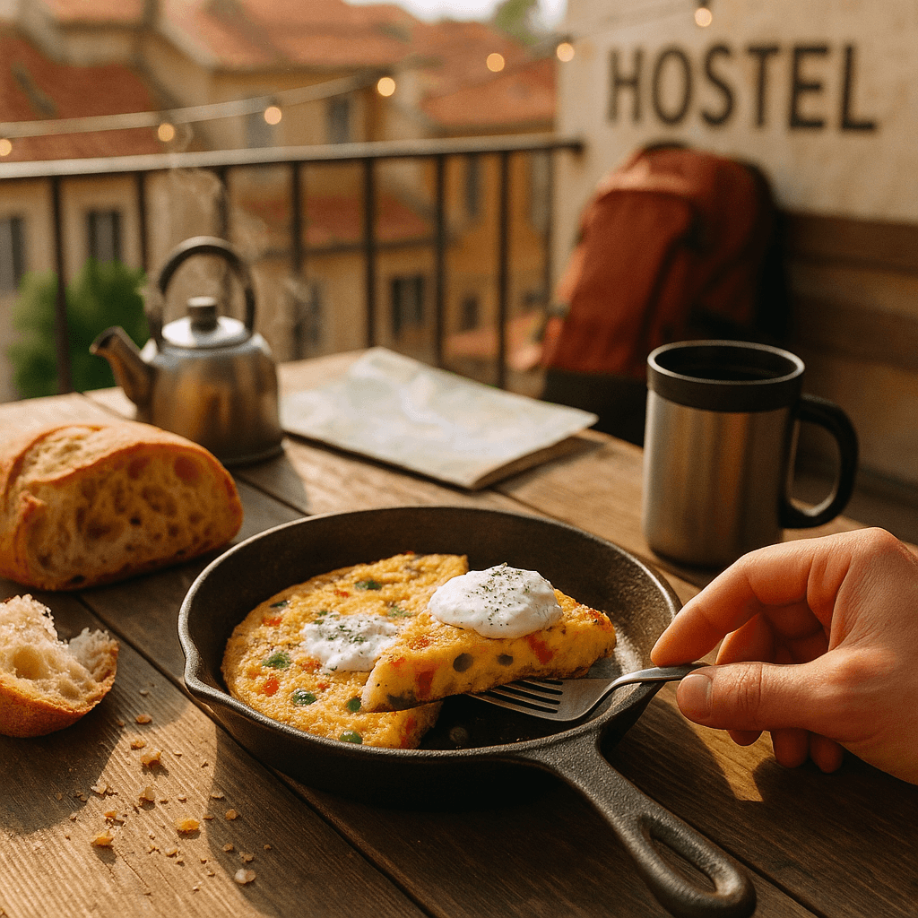 Balcony Sunrise Frittata Skillet with Herbed Yogurt