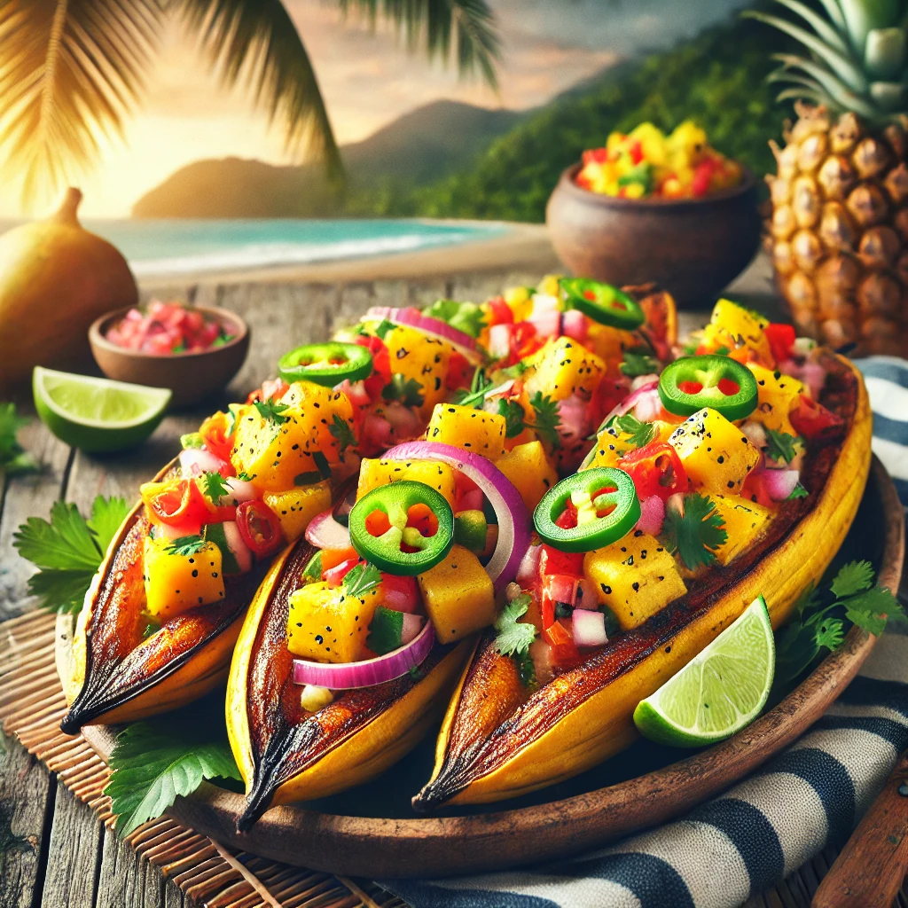 Pura Vida Plantain Boat with Tropical Salsa