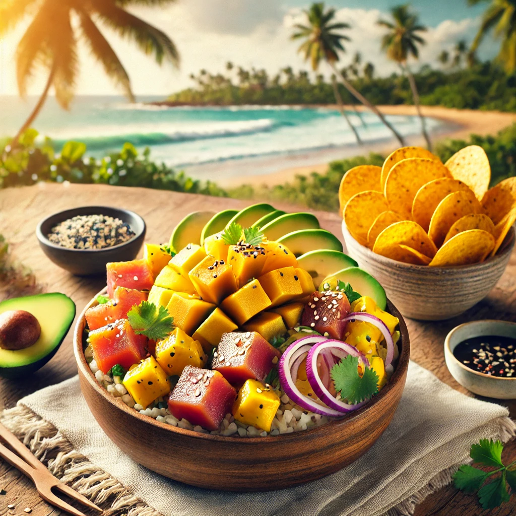 Tropical Tuna Poke Bowl with Plantain Chips