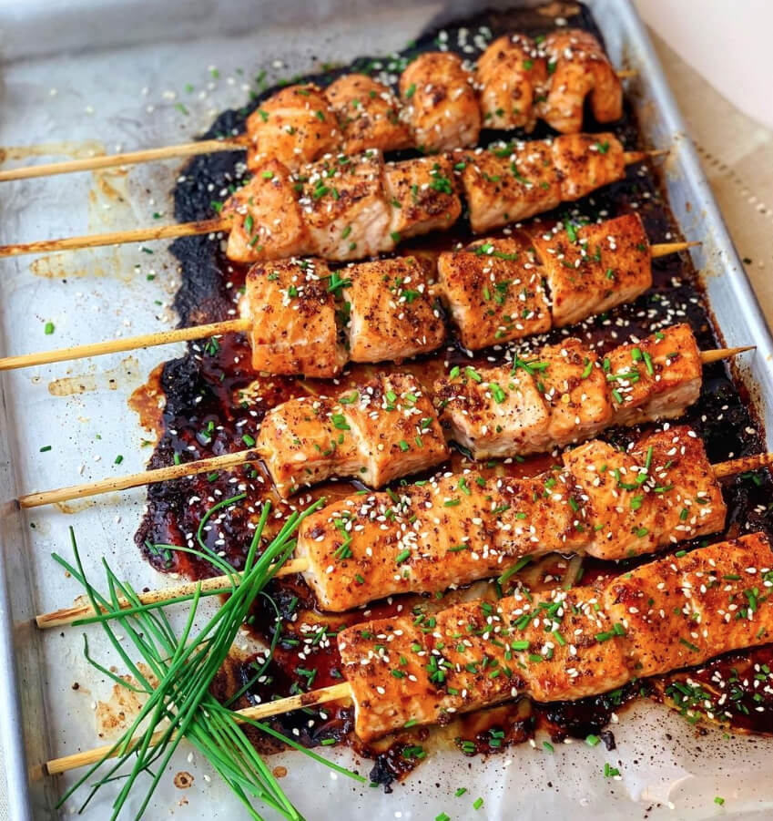 Teriyaki Salmon Skewers